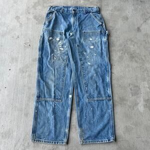 Vintage Y2K Carhartt blue denim jeans double knee work wear carpenter pants